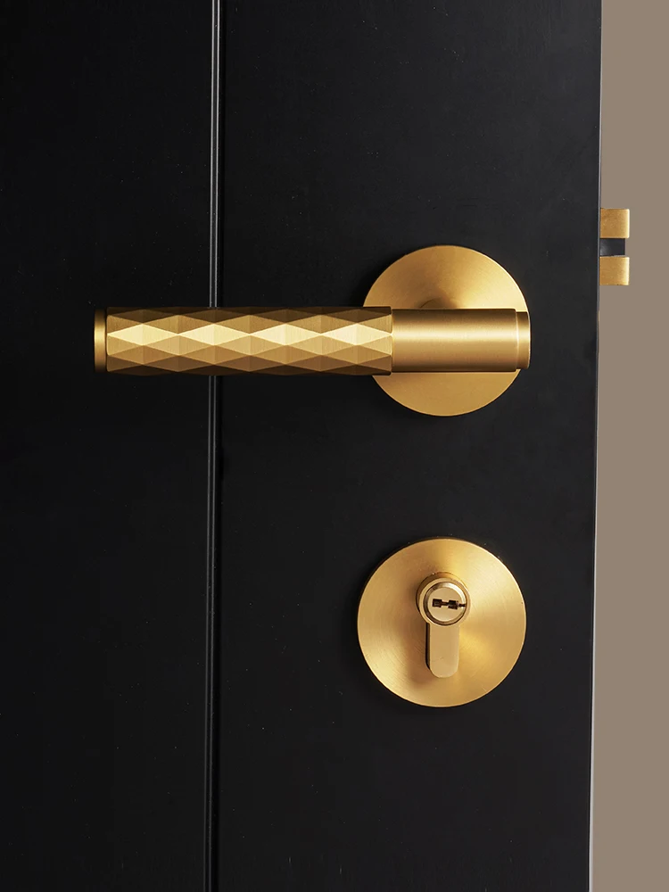 

DOOROOM Luxury Brass Silent Split Door Lock Bedroom Interior Anti-theft Mechanical Lock Security Mute Bathroom Door Lever