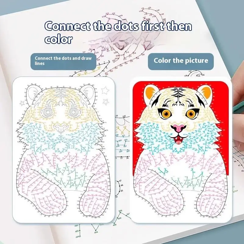 1/2/3Pcs Children's Digital Connectivity And Coloring Book Set Suitable For Ages 3-6 44 Pattern Focused Training Book