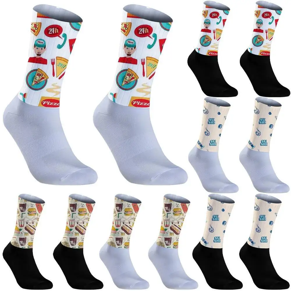 

Велосипедные носки с пищевым узором, велосипедные носки, противоскользящие дышащие носки MITI для велосипедных гонок