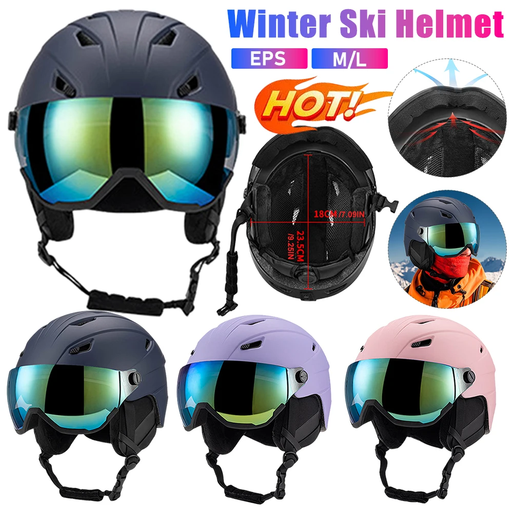 Winter Ski Helmet Outdoor Adult Sport Helmet with Goggles Snowboard Skateboard Protective EPS Foam Safety Helmet for Men Women