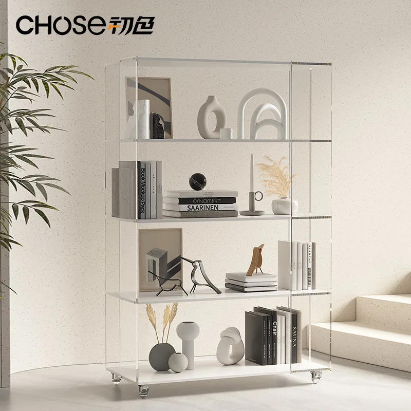 Living Room Reading Storage Rack Household Rotating Bookshelf Kitchen Seasoning Storage Shelf Acrylic Home Toy Display Rack