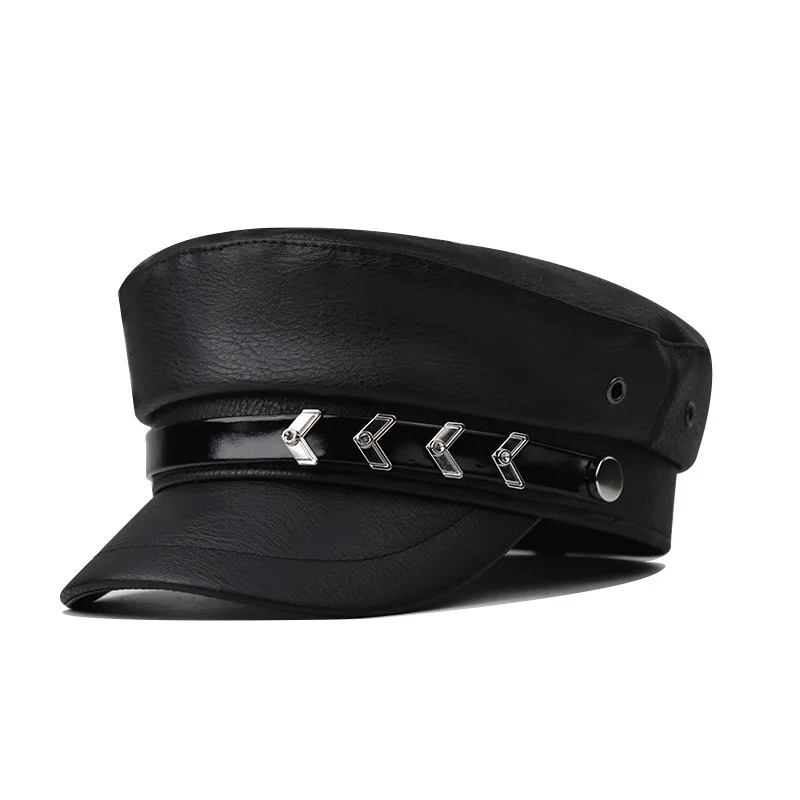

Womens Newsboy Cap Fashion PU Leather Cabbie Painter Hat Beret Cap