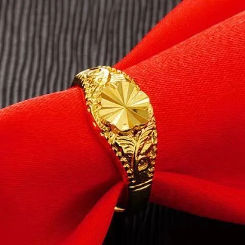 Counter Copy 100% Real Gold 24k 999 Ring Women\'s Color Zhaocai Transfer Flower Adjustable Pure 18K Gold Jewelry