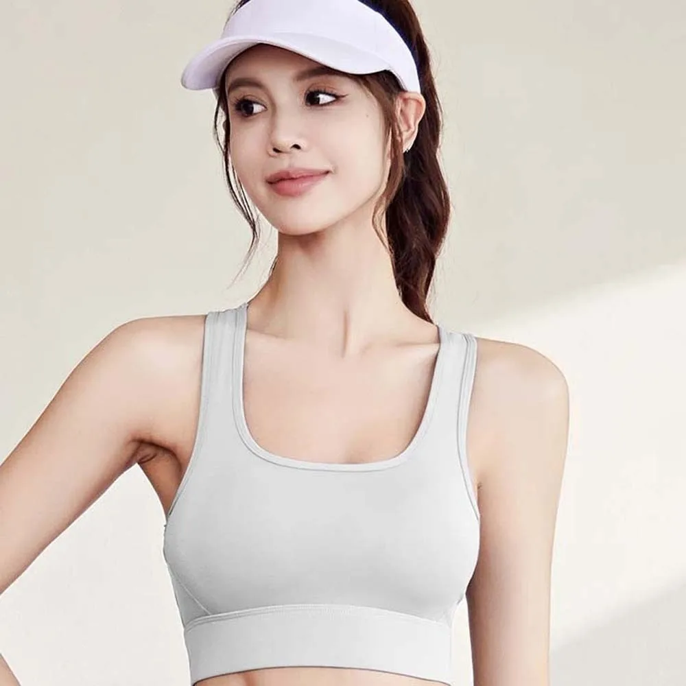 

Solid Color I-shaped Sports Bra Anti-shake Design Breathable Fitness Back-breasted Vest Adjustable Moisture-Wicking