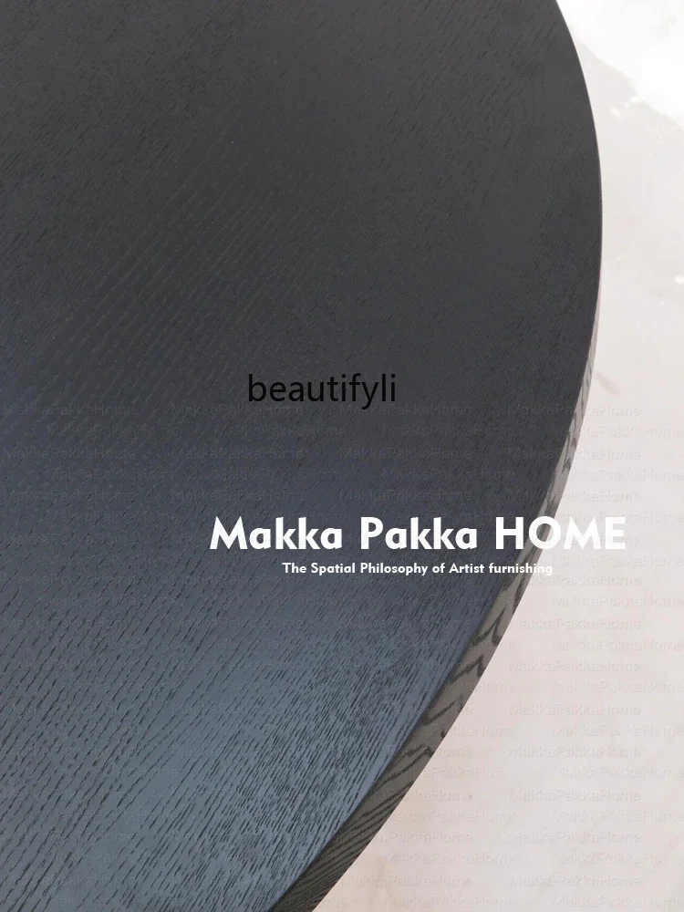 A55 Italian style,minimalist round solid wood dining table, small apartment,high-end sense wabi-sabi retro marble round dining t