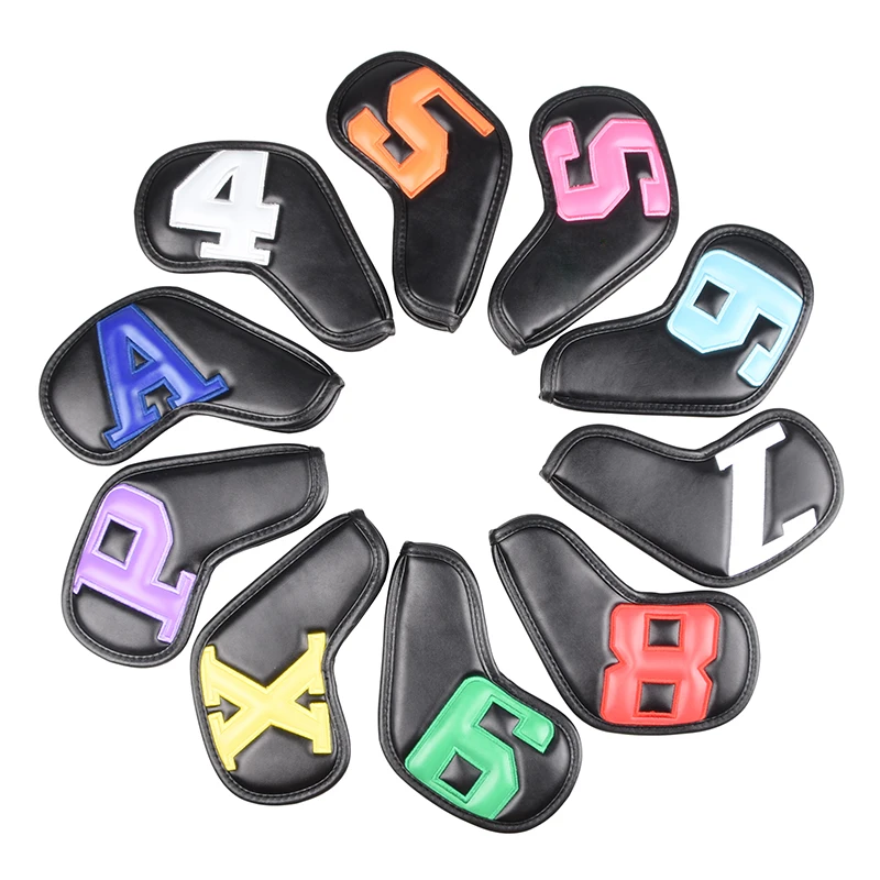 

4-9ASPX Thickened PU Golf Club Head Protective Cover With Numbers For Easy Identification Scratch Resistant 10-Piece Set