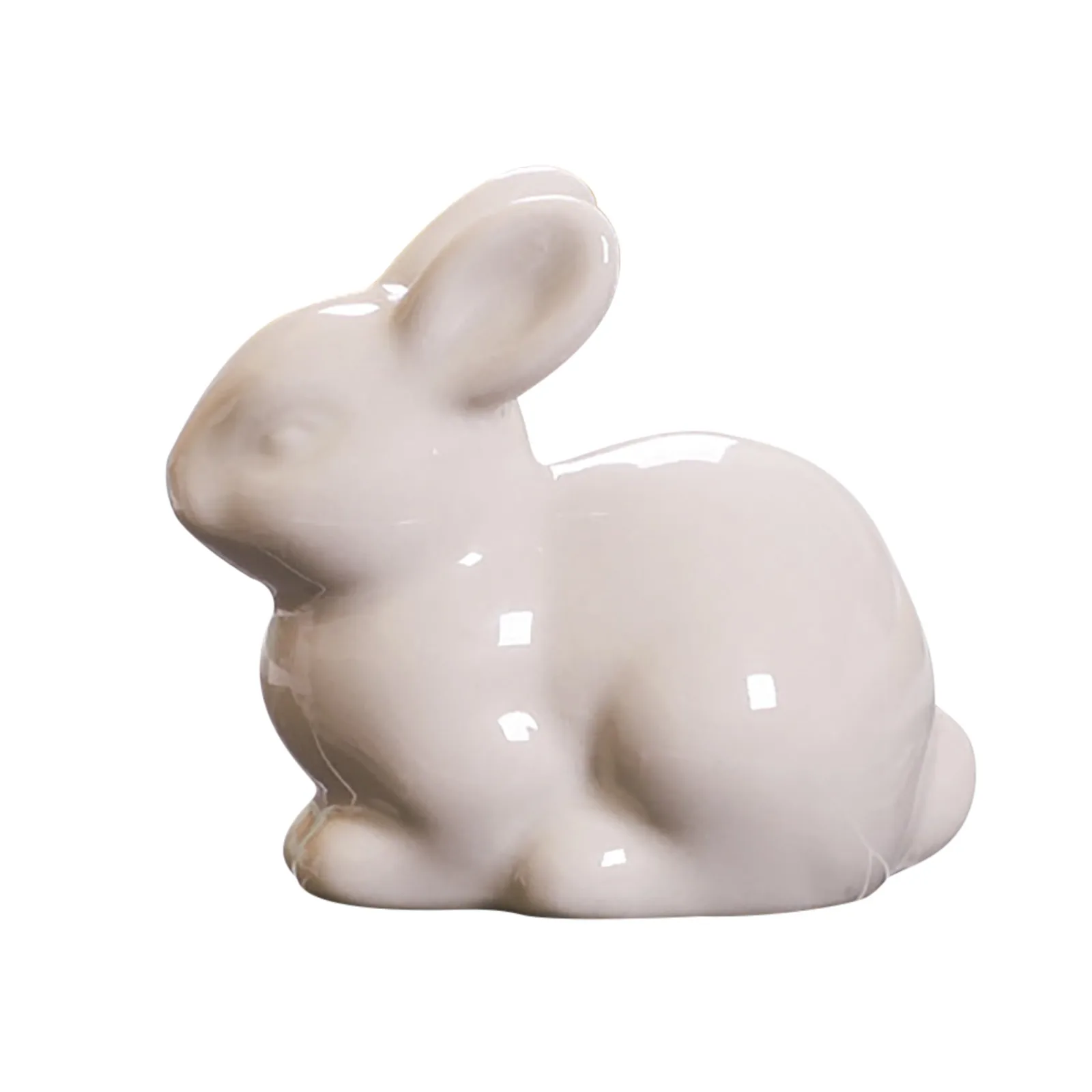 White Ceramic Bunnies Home Tabletop Bookshelf Easter Decorations Bunny Microlandscape Ornament For Garden Backyard Decor Crafts