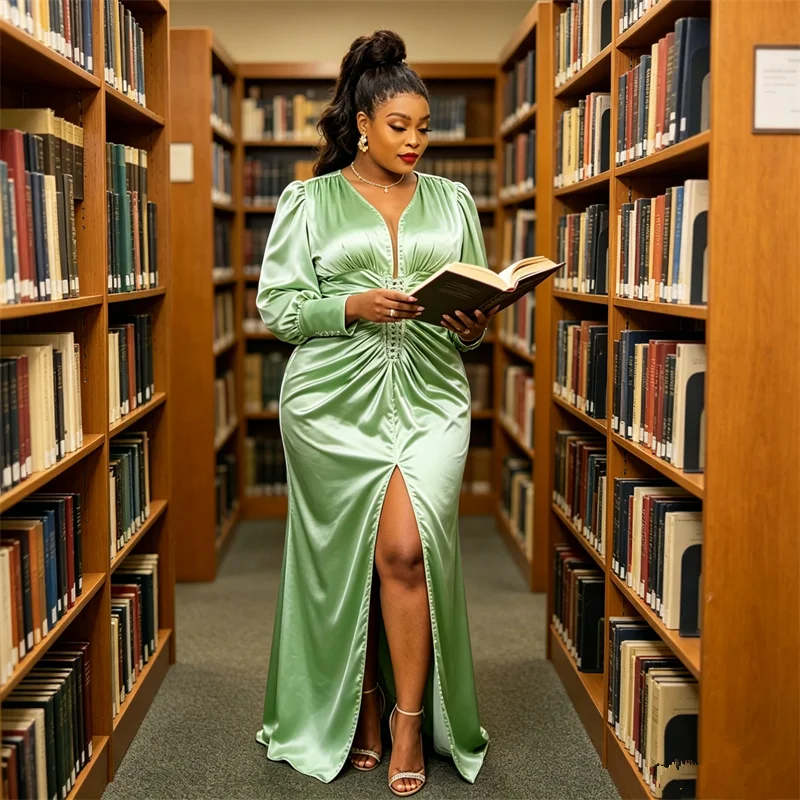 

Plus Size African Party Dresses for Women Dashiki Ankara Wedding Gown Elegant Turkey Muslim Satin Dress Abaya Africa Clothing