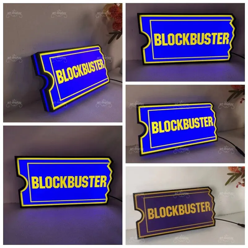 Imagem -05 - Caixa de Luz Impressa 3d para Quarto Sinal Led Lightbox Logotipo Blockbuster Filme Desktop Nightlight Presente para Meninos