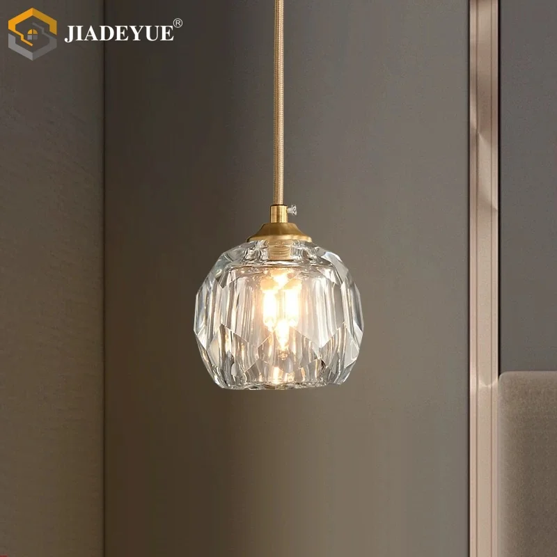 

Modern minimalist single head chandelier crystal Nordic bar restaurant light long line bedroom bedside lamp