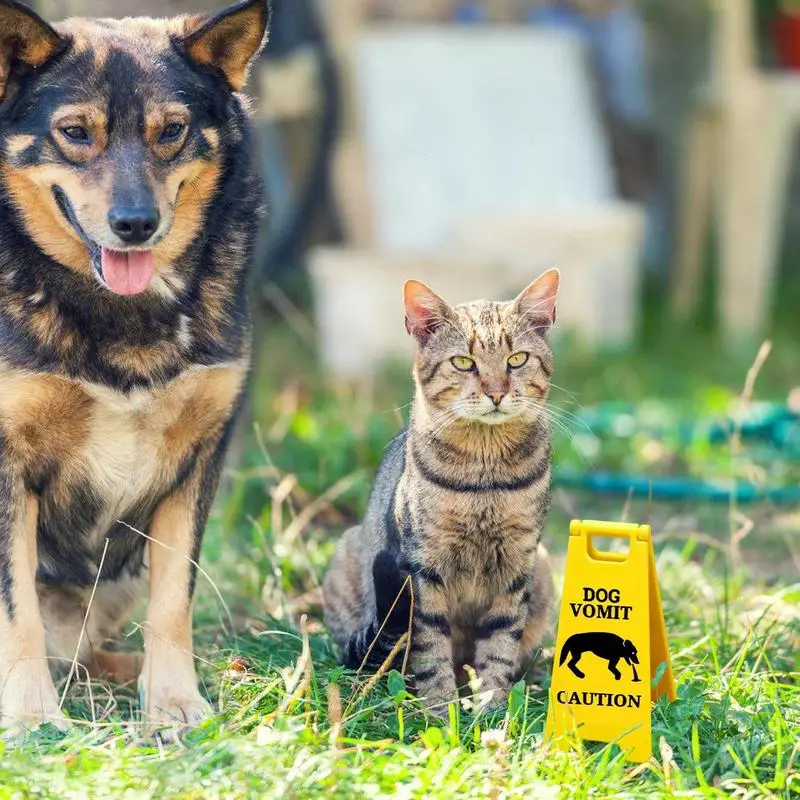 Small Cat Vomit Sign Garden Yard Warning Sign Pedestrians In Area Floor Sign Ornament Dog Vomit Caution Sign Funny Gifts