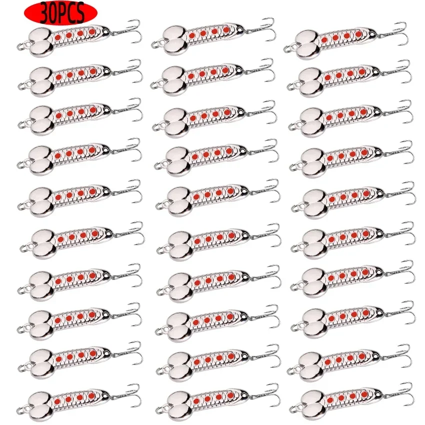 

30PC Metal Spoon Fishing Lures Set 5g-20g Hard Bait Tackle Sequin Vibrating Fishing Lures Artificial Bait Feather Hook VIB