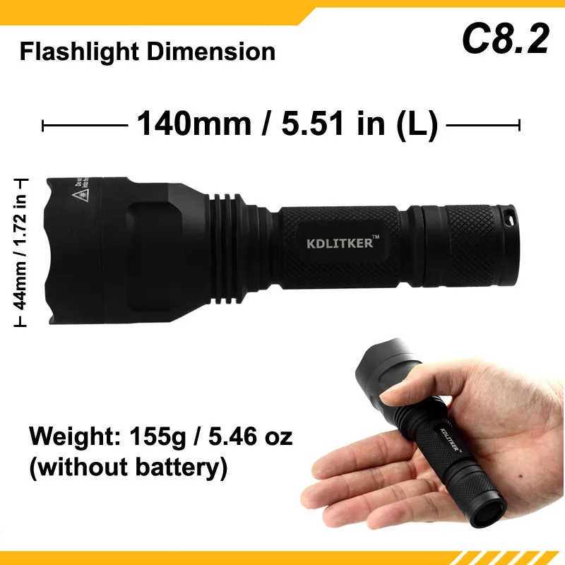 Powerful KDLITKER C8.2 XHP50.2 2600 Lumens High Power Outdoor Camping Tactical 18650 LED Flashlight