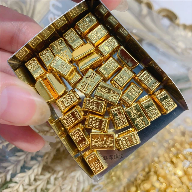 Pure 999 24k Yellow Gold Men Women Lucky Solid Gold Bar Oblong Pendant  1.25g - Beads - AliExpress