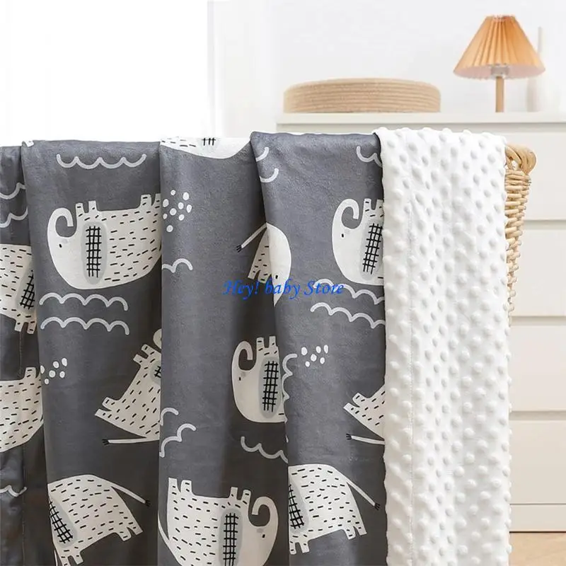 

Q1FE Ultra-Soft Baby Minky Blanket Printed Crib Bed Throw Blanket Plush Baby Blanket