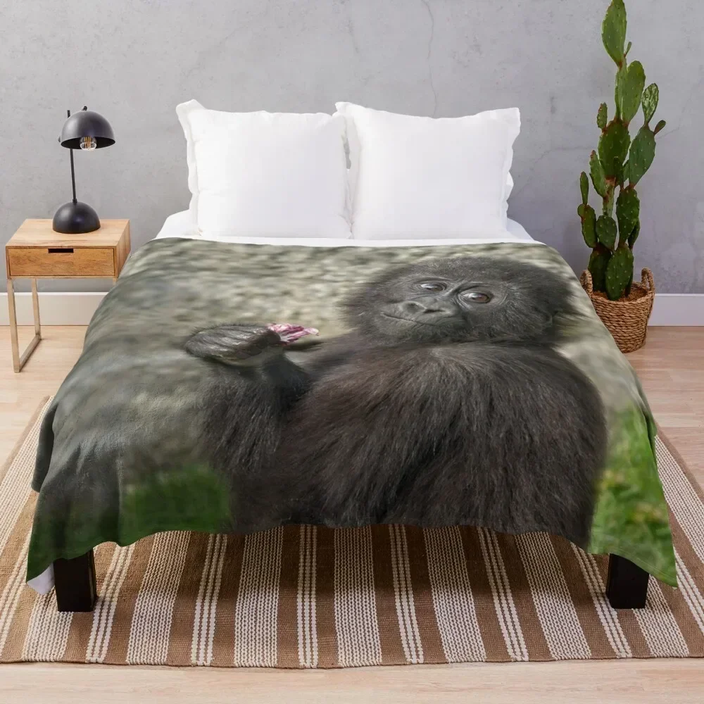 

Cute Baby Gorilla Throw Blanket