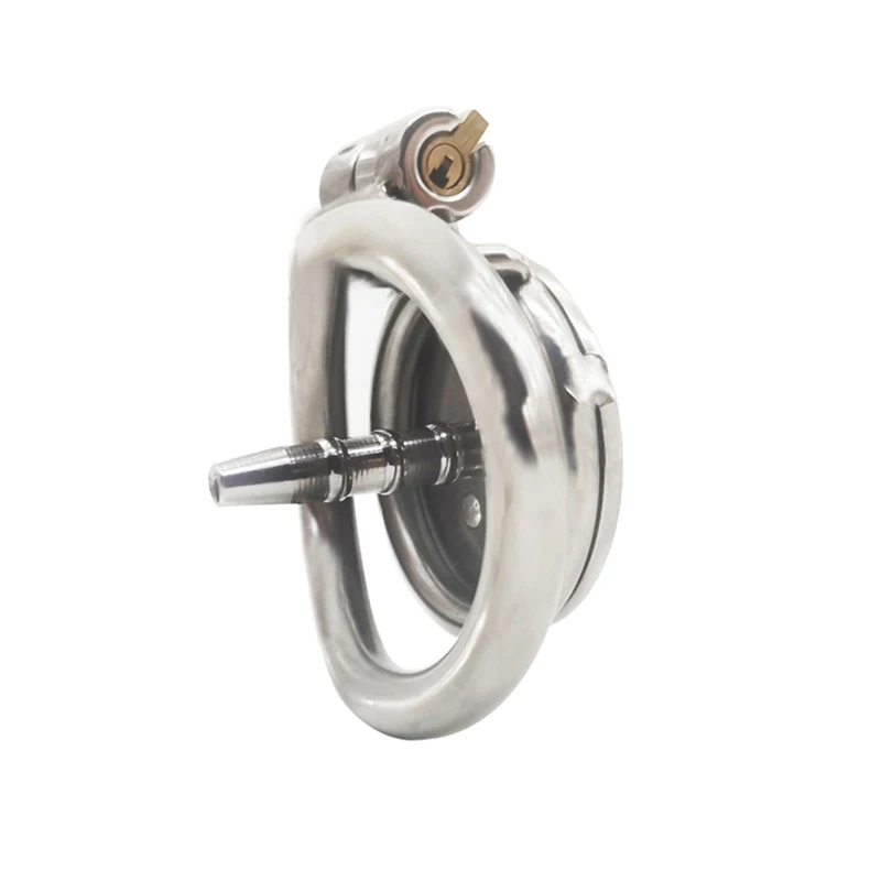 Super Small Metal Flat Cock Lock Chastity Device with Steel Arc Penis Ring Chastity‬ Cage Sex Toys for Adult Preventing Cheating