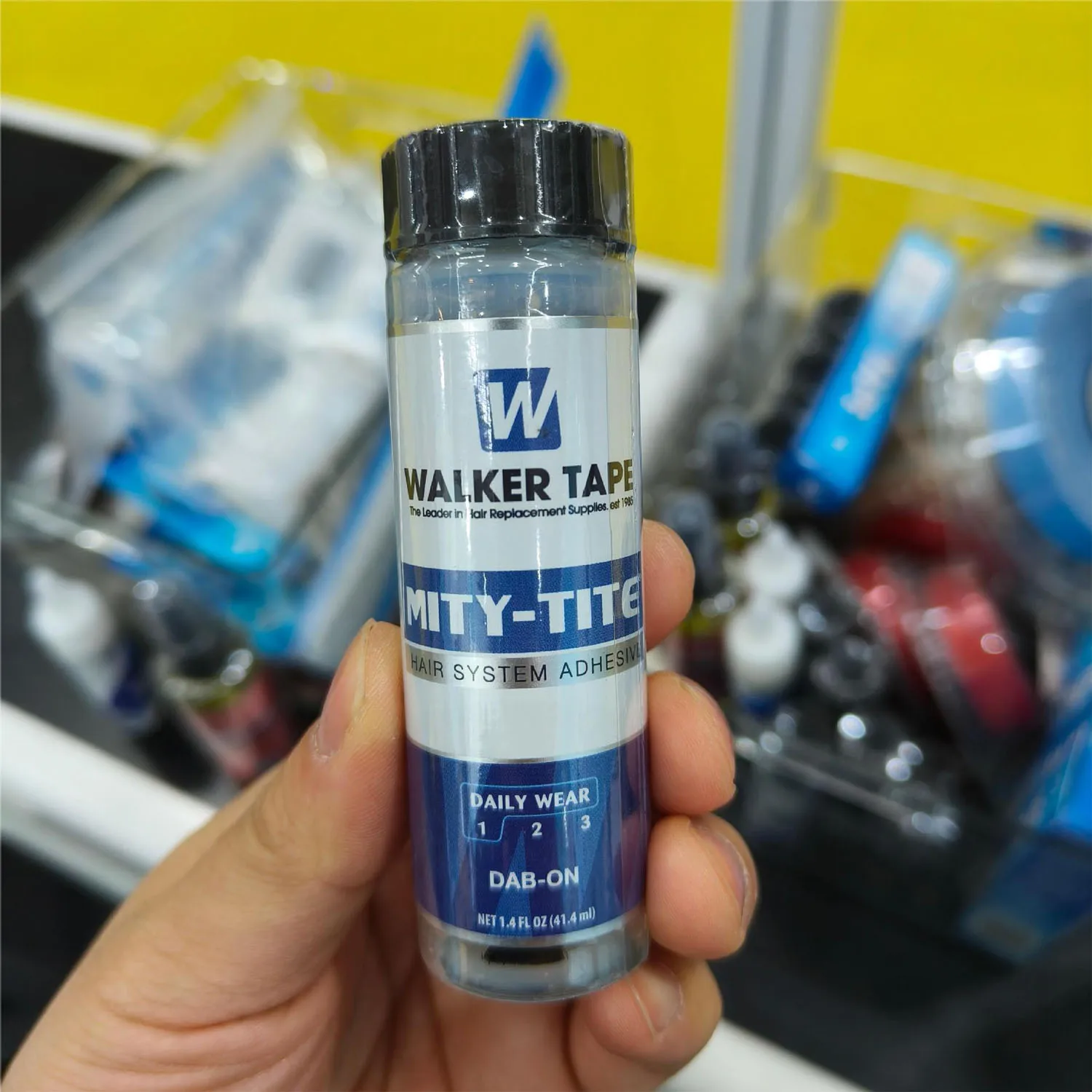 

Original wig adhesive Walker MITY-TITE adhesive hair block replaces woven wigs for durability and sturdiness