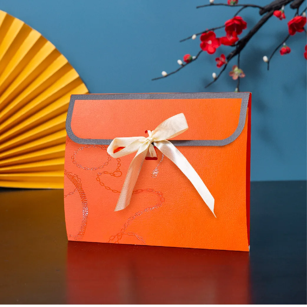 100Pcs 24*18*0.7cm Kraft Paper Postcard Packaging Box With Ribbon Envelope Box Silk Packaging Bag Box Scarf Gift Packaging view 2