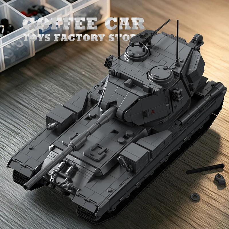FV215B Heavy Self-Propelled Gun Bricks 3D Model Military Tank Destroyer MOC Building Blocks Toys Armored Vehicle Home Decor Gift