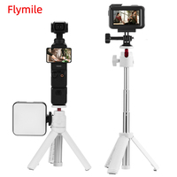 Flymile Selfie Stick Tripod for DJI Pocket 3 Tabletop Tripod with 360° Ball Head & Cold Shoe White Adjustable Extension Rods