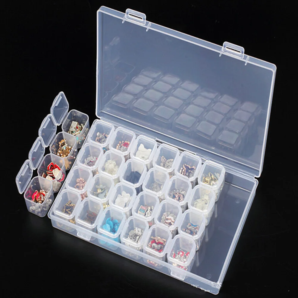 

Sturdy Plastic Box with Lid Multi-Grid Multi-Grid Organizer Organizer for Beads Jewelry Buttons Compartment Case Portable