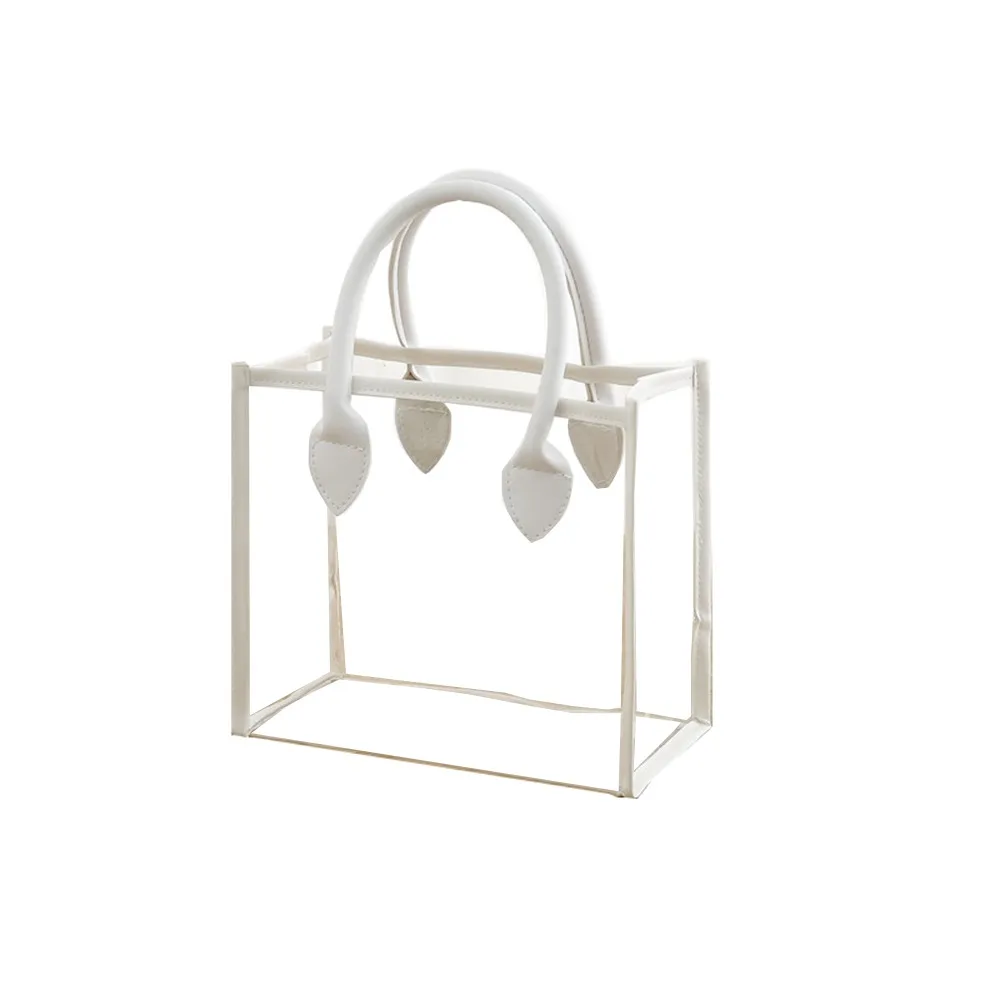 

Waterproof Transparent Gift Bag Lightweight Portable Handhold Packaging Tote Reusable Large Capacity Clear PVC Handbag Women