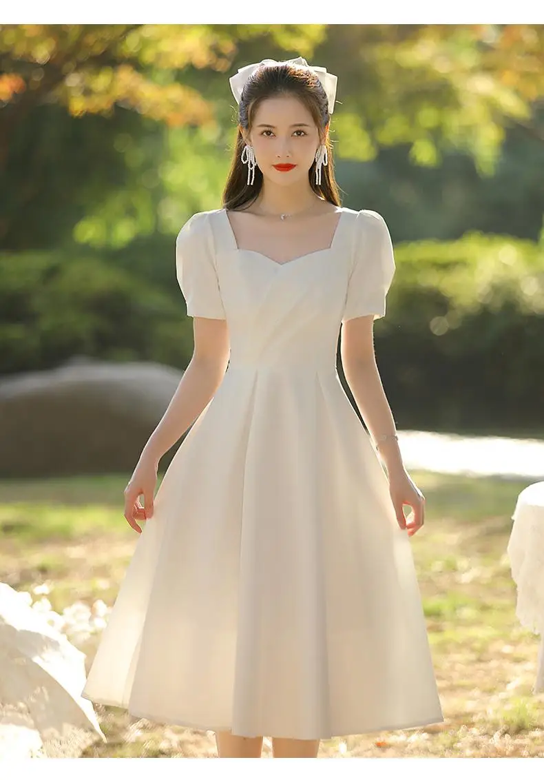 

White evening dress female 2024 niche toast dress bride