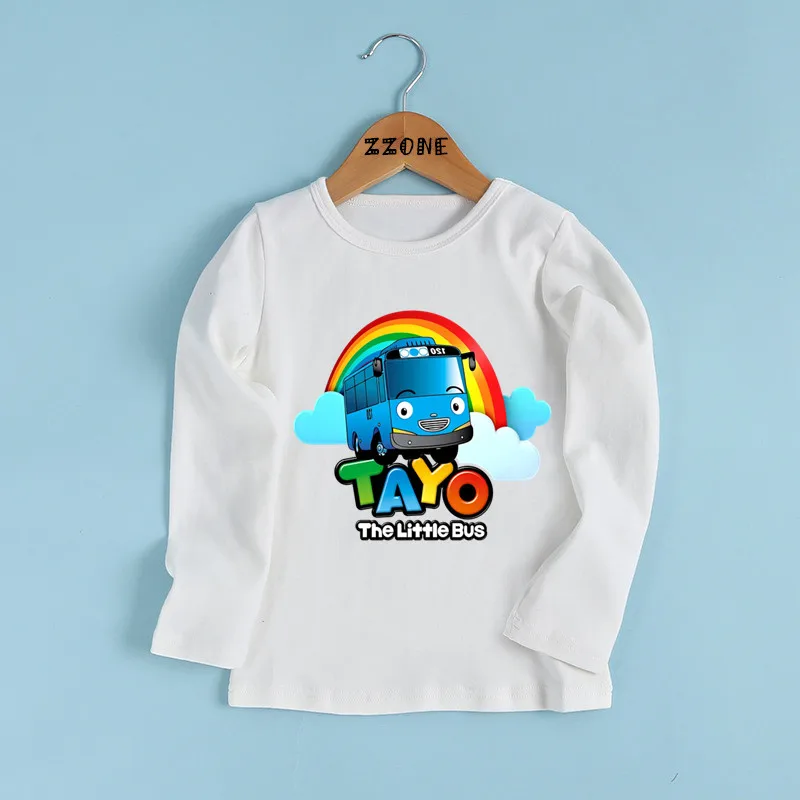 Tayo the Little Bus Print Cartoon Kids T shirt Funny Casual Children Clothes Autumn Baby Boys Girls Long Sleeve T-shirt,LKP5837