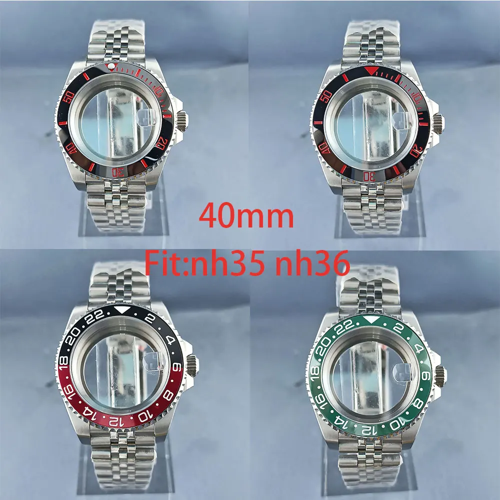 

40mm NH34 NH35 NH36 Watch case fits NH34 NH35 NH36 movement, 120 clicks, stainless steel case, Silver Jubilee strap