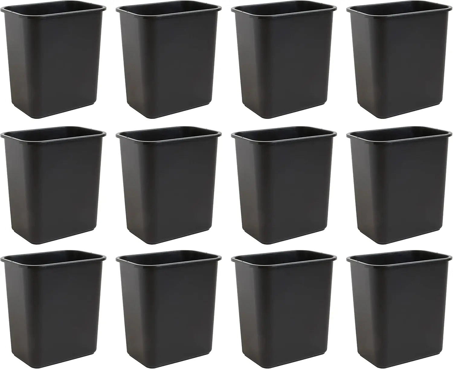 

7 Gallon Space Saving Trash Can, Fits Under Desk for Home Office Kitchen Dorm, Easy Clean Black Pack of 12