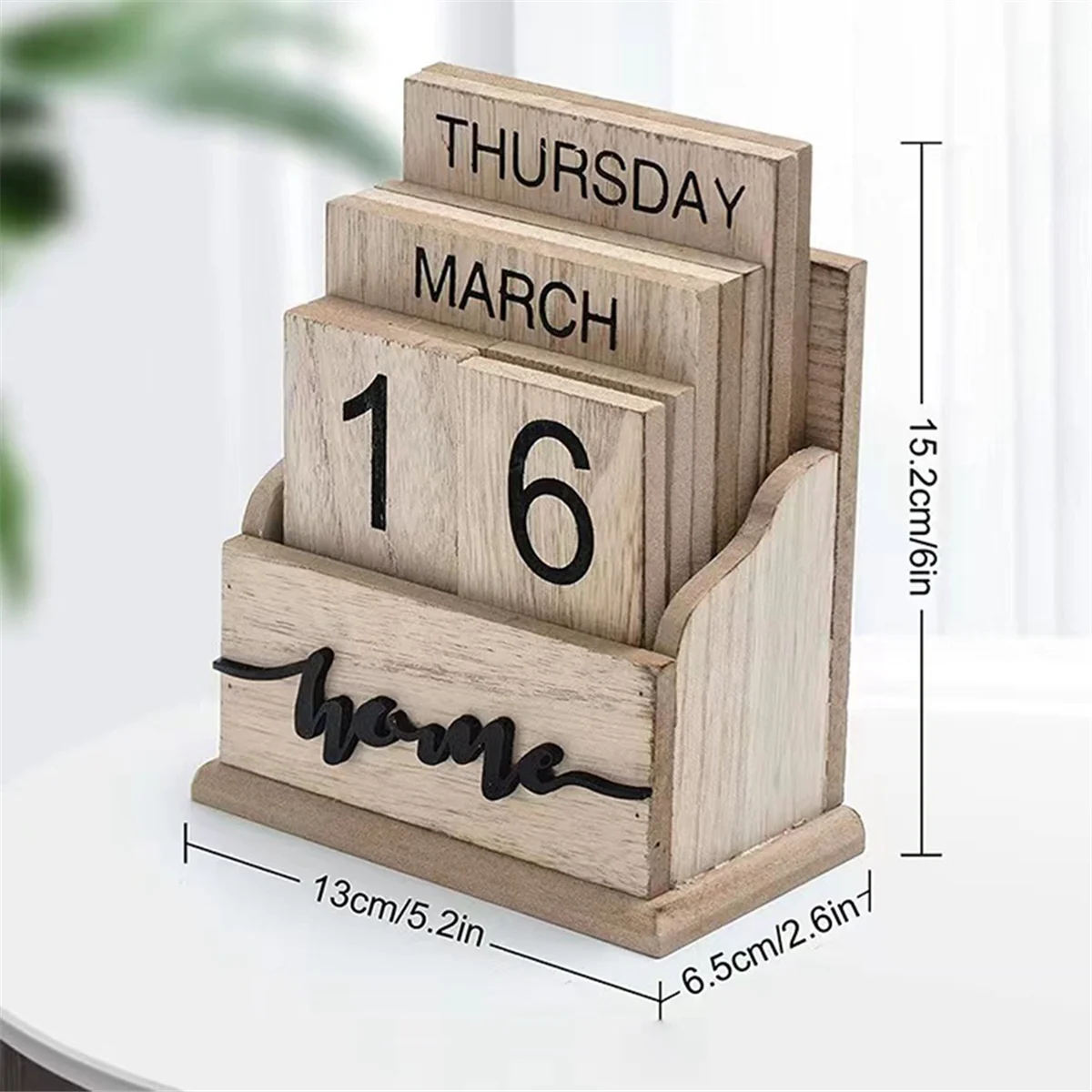 Ewiger Kalender Holz Vintage Holzblock Kalender für Home Office Schreibtisch Zubehör Woche Monat Datum Anzeige