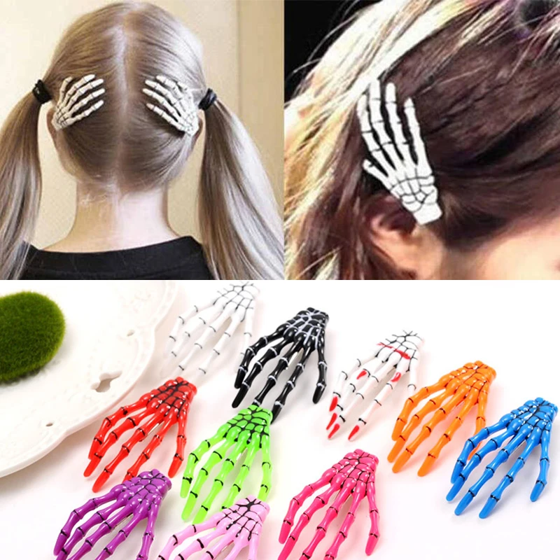 1Pc Skeleton Hand Bone Hair Clip Fashion Ghost Bone Claw Hairpin Harajuku Skull Barrette Gothic Punk Women Halloween Hairpin