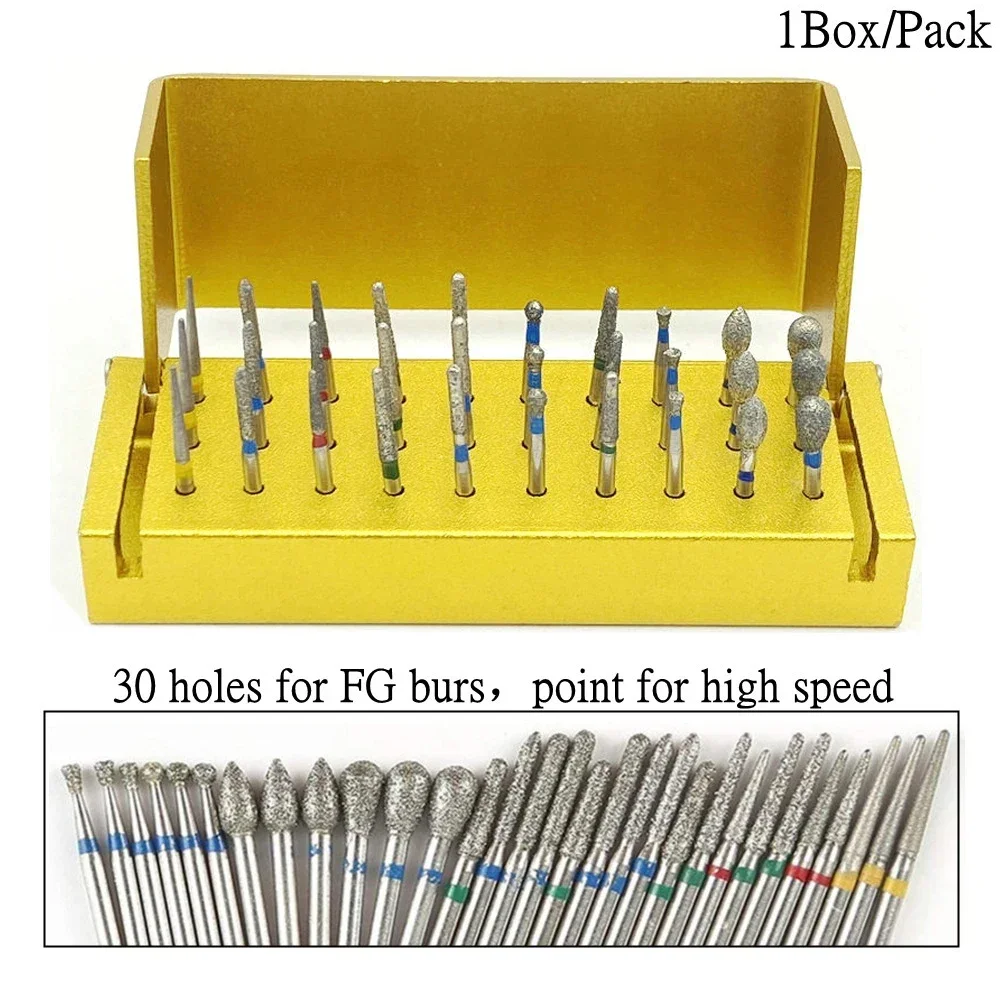 30 Holes Aluminium Disinfection Box Case Dental Burs Block Holder Lab Equipment Autoclavable Dentist Materials