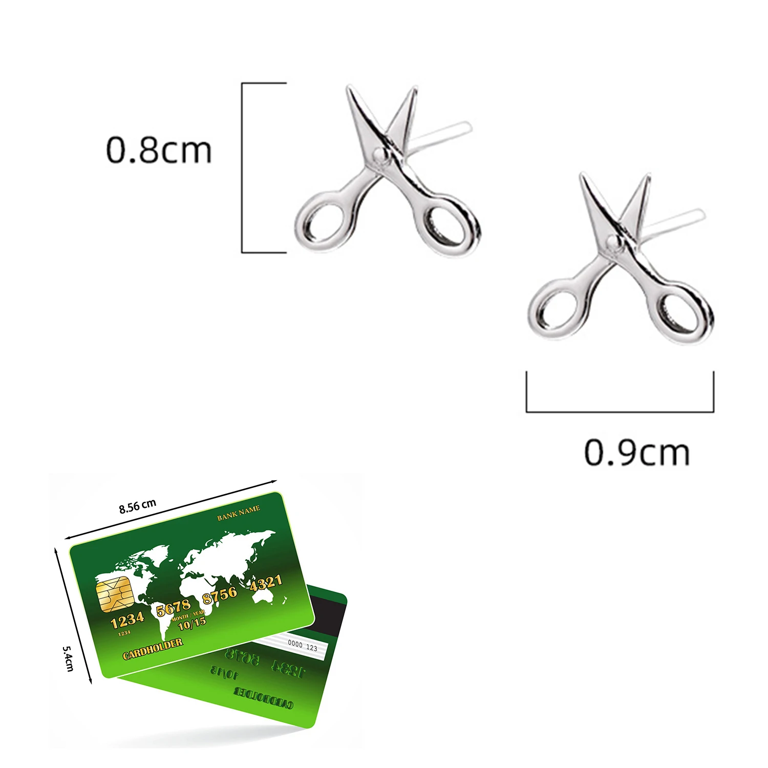 1 Pair Scissors Shaped Stud Earrings sliver Color Fashion Women/Men Punk Ear Stud Gift Jewelry Accessory