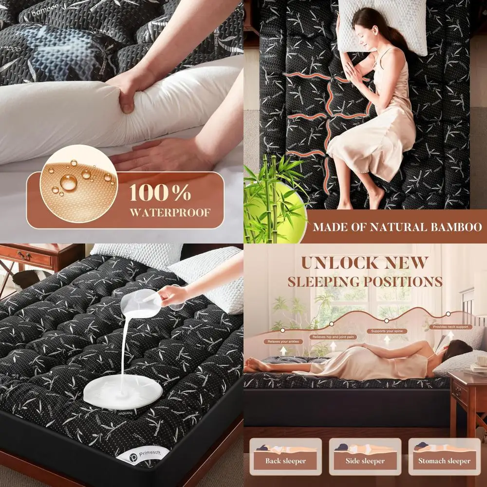 

Водонепроницаемый наматрасник с подушкой Twin XL, глубокий карман 22 дюйма, дышащая мягкая подушка для облегчения боли в спине, защитный чехол -