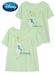 Disneyland Walt Disney World T-Shirt FAIRIES Peter Pan Sketch Tinkerbell Cartoon Print Women O-Neck Pullover Short Sleeve Tops