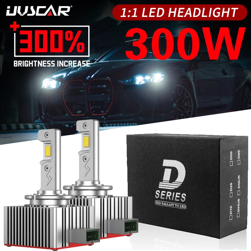 

UVSCAR 2PCS D1S LED Canbus Car Headlight Bulbs D2S D3S D4S D5S D8S Turbo LED 6000K White Plug&Play Car Lamp Xenon HID Bulb12-24V