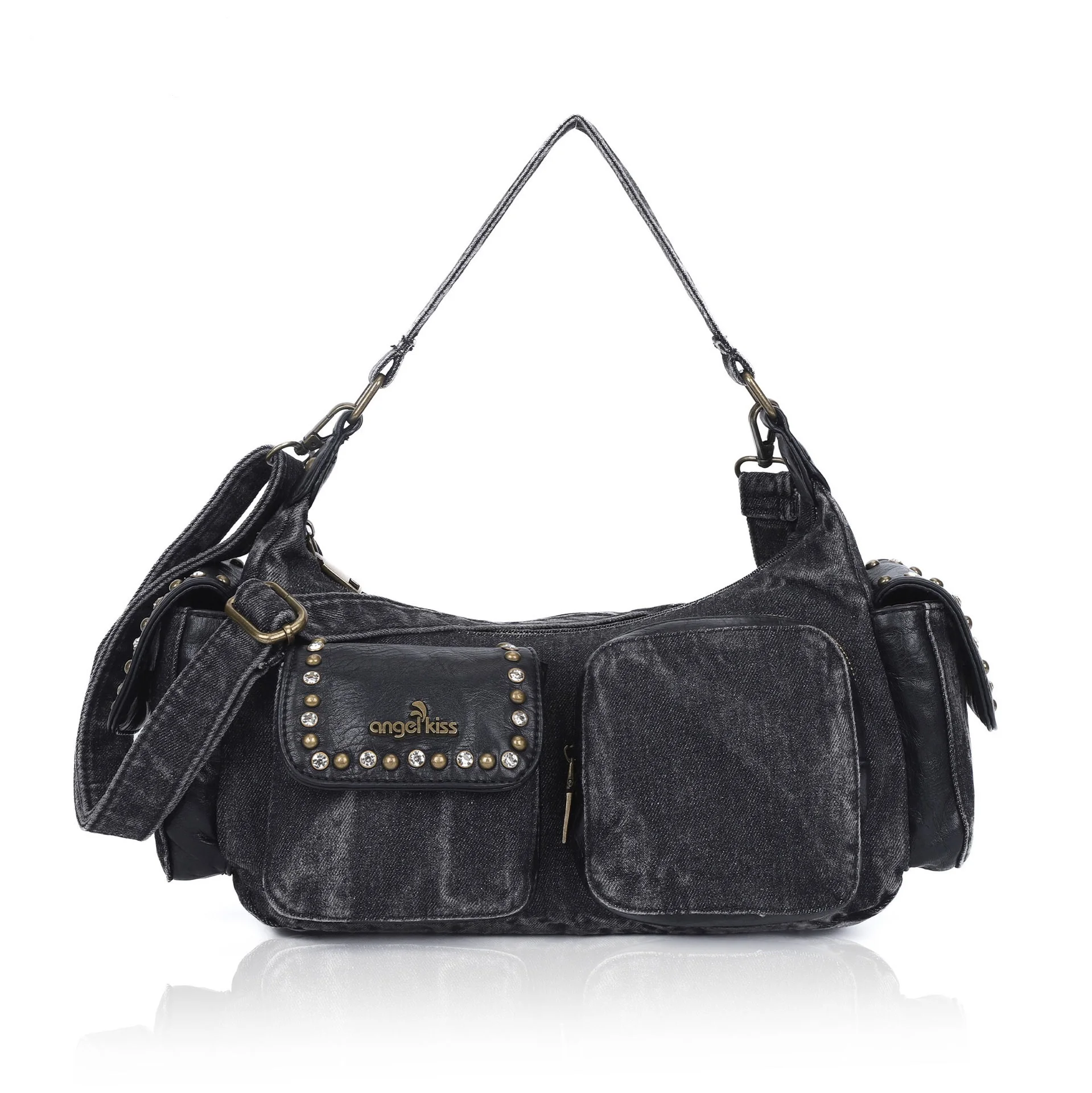 Damska torba dżinsowa Y2K Vintage niebieska torebka dżinsowa i torebki portfel na ramię typu crossbody torba bagietka o dużej pojemności dla kobiet