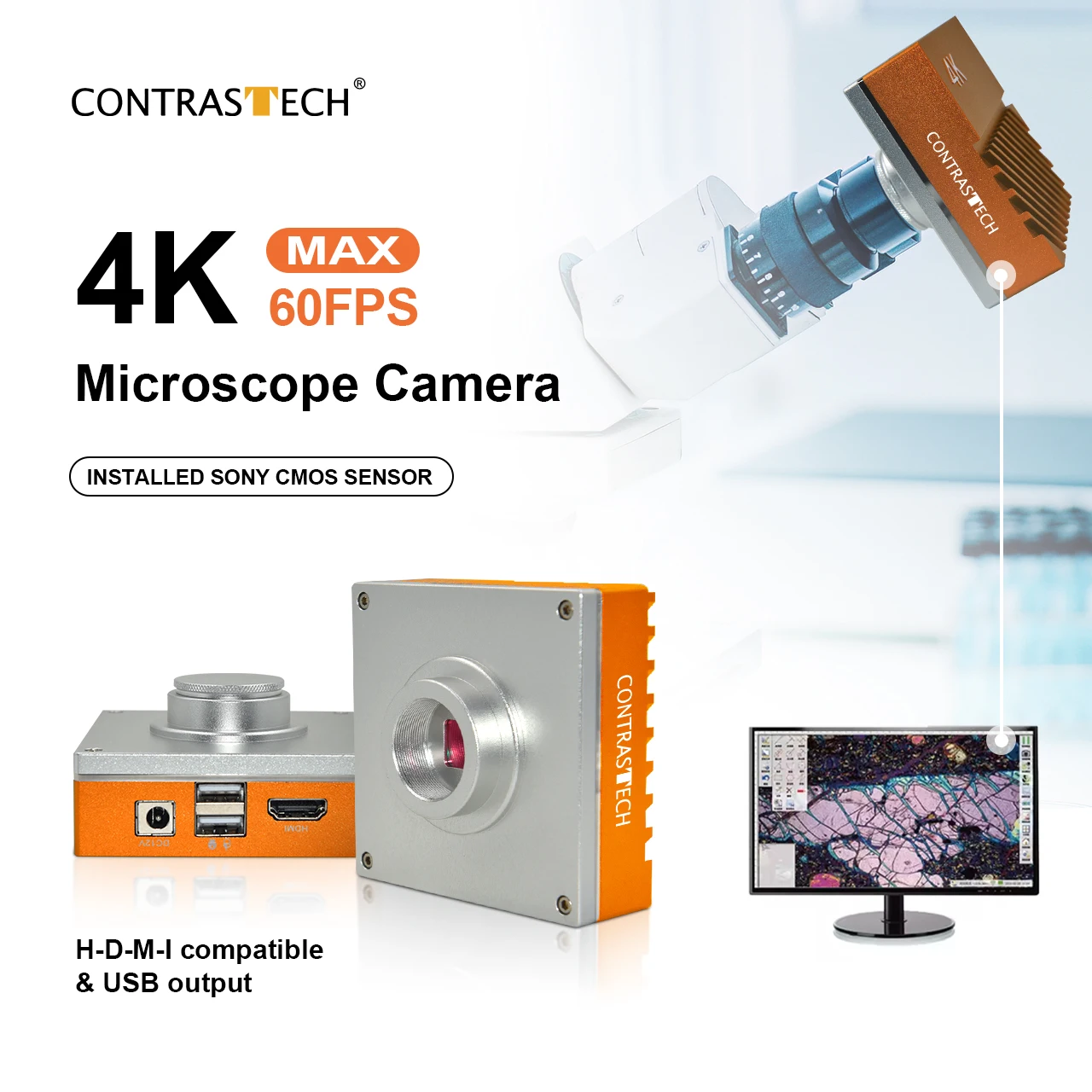 

8MP Sesnor 1080P HD-MI Compatible USB 2.0 Industrial Microscope Camera for PCB Chip Repair