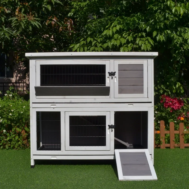 Wooden Rabbit Hutch Chicken Cage with Small Animals Pet Shop Product House