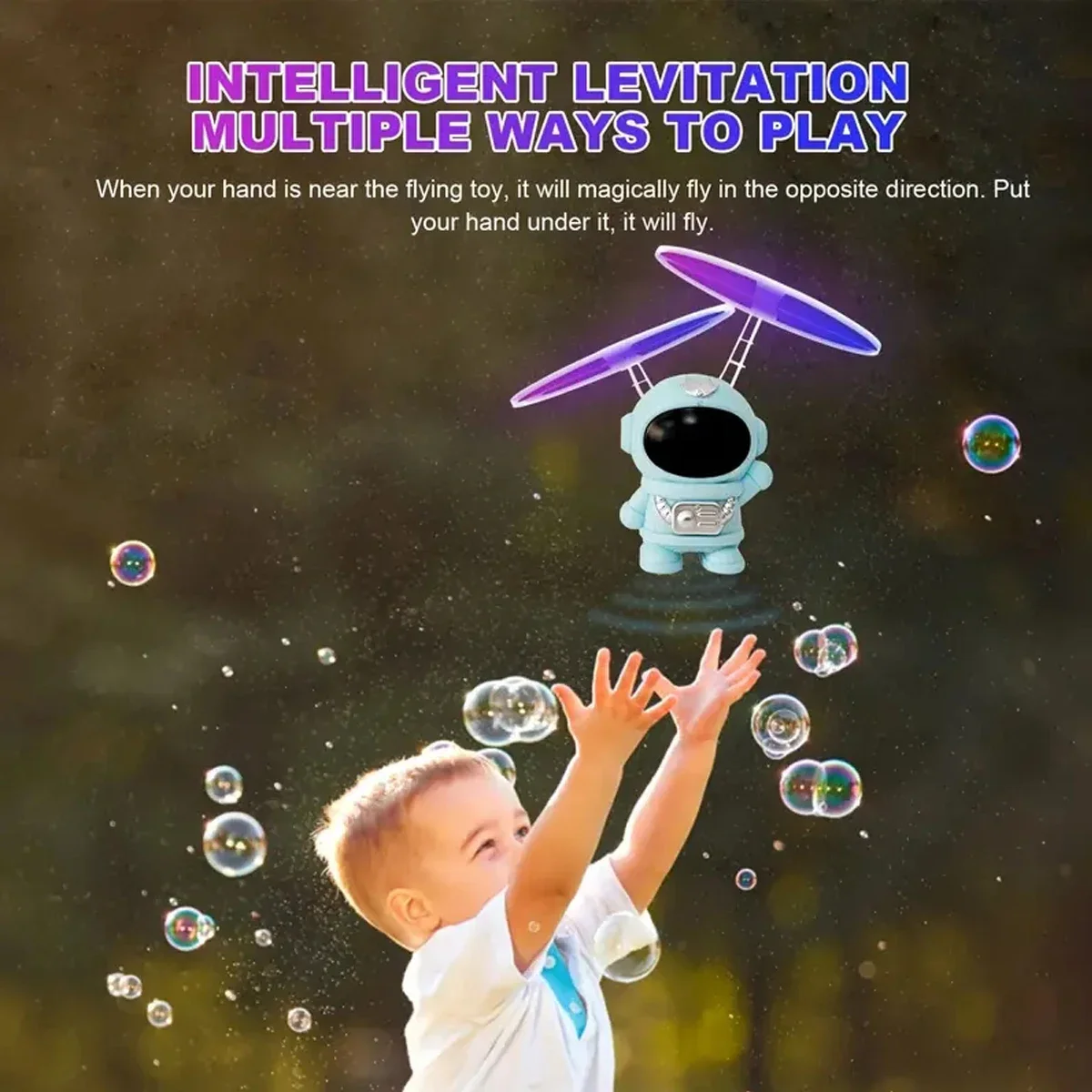 1J-Mini Astronaut Drone Cartoon Spaceman Flying Robot Toys with USB Charging Hand Control Helicopter Toys for Kids Xmas Gift