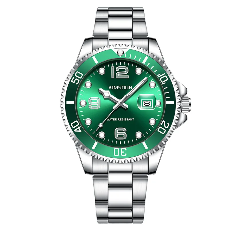 KIMSDUN-brand discounts Green Water Ghost Watch cross-border men's watch calendar steel band waterproof men's watch quartz watch