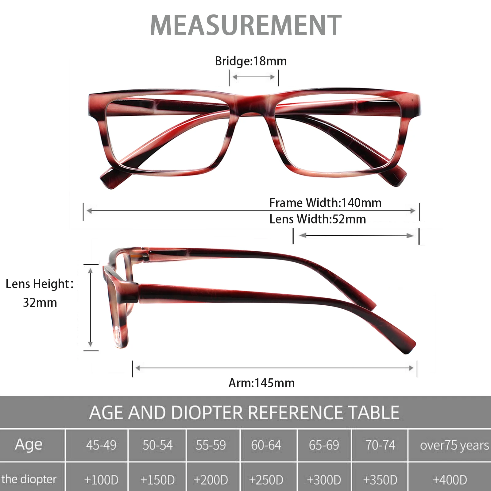 Turezing 5 Pack New Reading Glasses Men Women with Rectangular Frame Spring Hinge Optical Clear Magnifier HD Presbyopia Reader