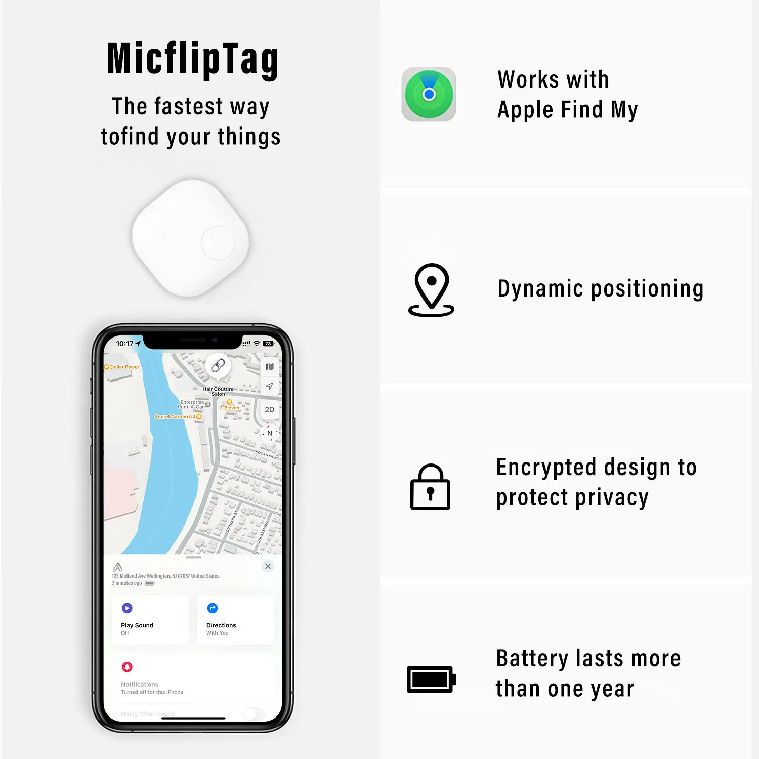 Imagem -05 - Smart Bluetooth Gps Tracker Funciona com Find my App Dispositivo Anti Perder Lembrete Iphone Tag Locator Substituição Mfi Avaliado Apto para Tag