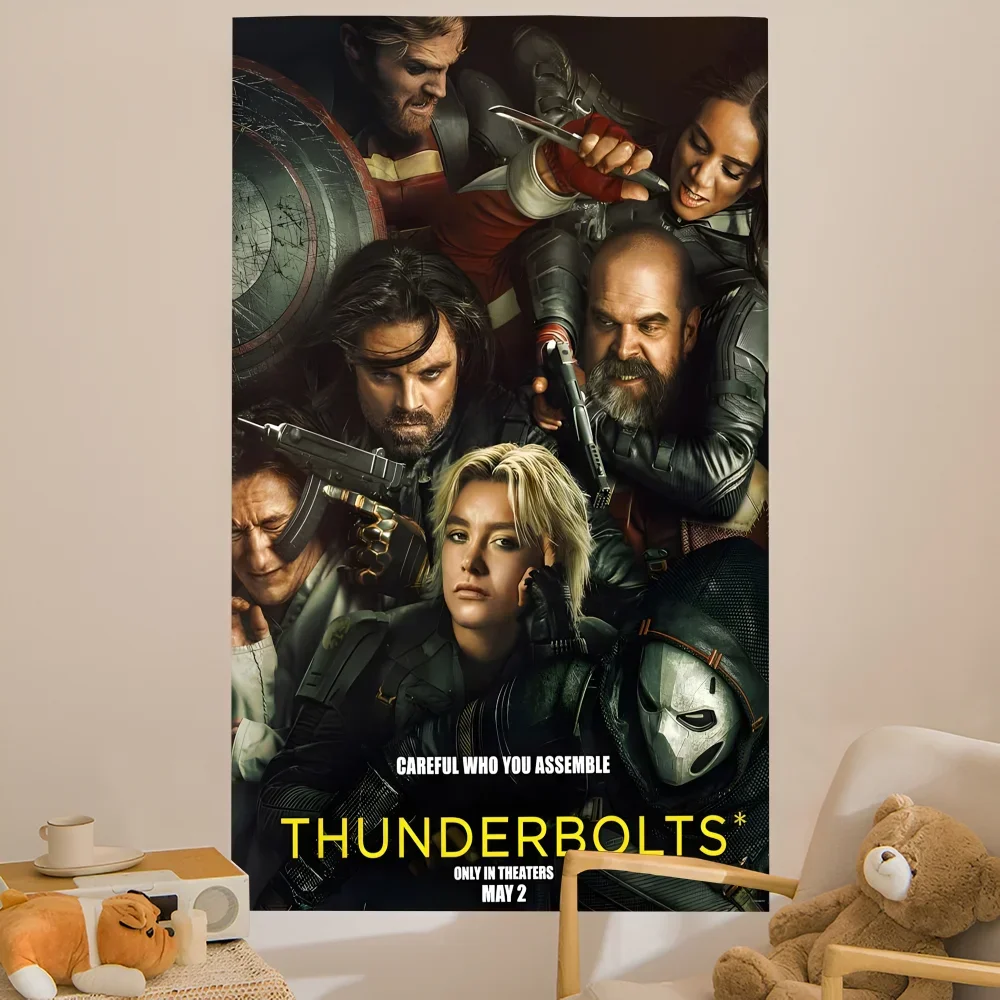 T-Thunderbolts (2025) فيلم أنيمي نسيج ديكور للتعليق على الحائط ديكور منزلي للتعليق على الحائط