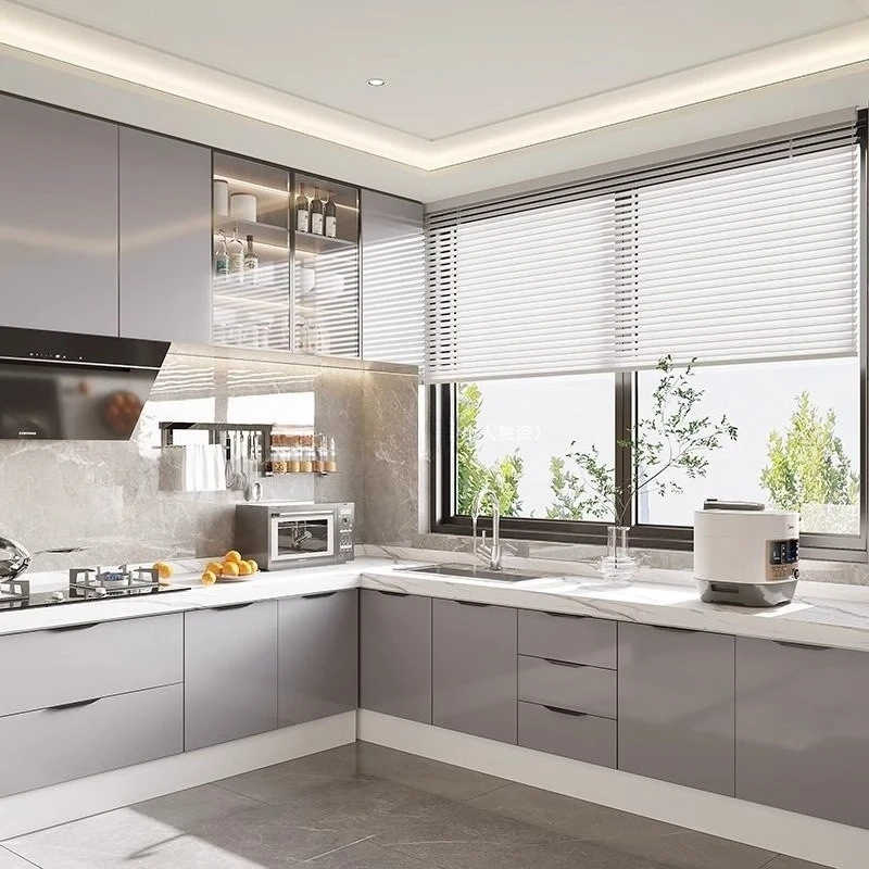 Slate solid wood marble storage assembly home kitchen stove integrated cabinet water basin cabinet