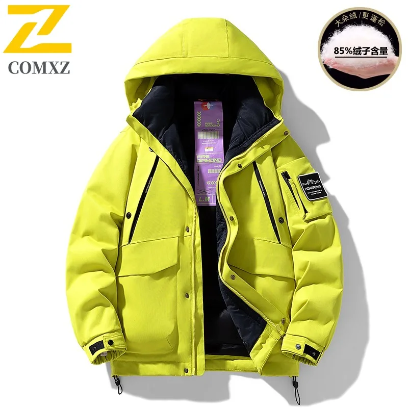 COMXZ Men Winter Jacket Scratch Resistant High Quality Waterproof Skii Parker Coat Mountaineering Windproof Snowy Puffer Jacket