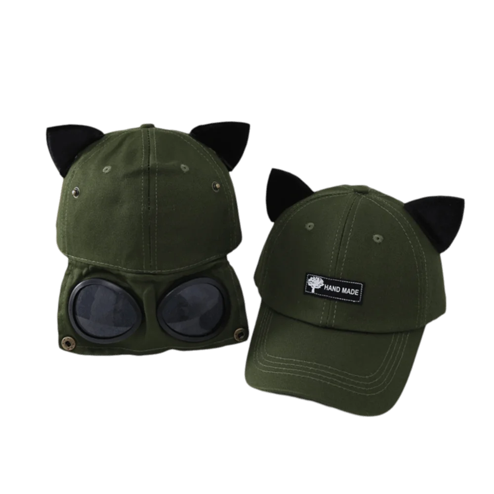 

New Cat Ear Cat Ears Hat With Goggles Sunshade Hip Hop Hat Breathable Baseball Cap Unisex