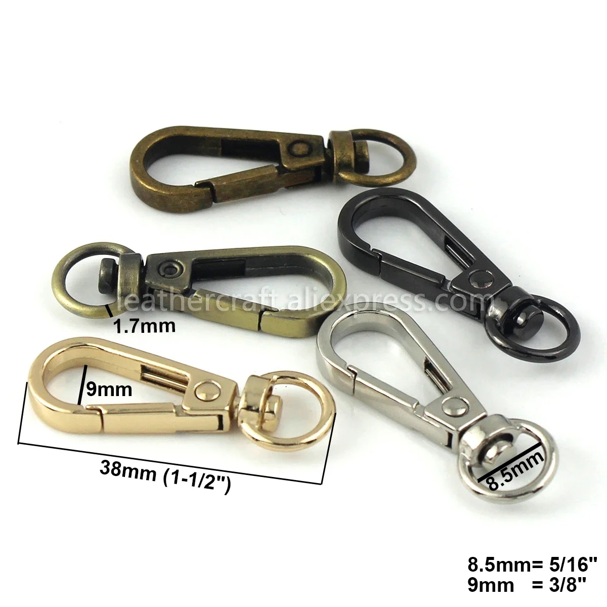 1pcs Metal Swivel O-ring Eye Snap Hook Trigger Clasps Clips for Leather Craft Bag Strap Belt Webbing Keychain Small Size